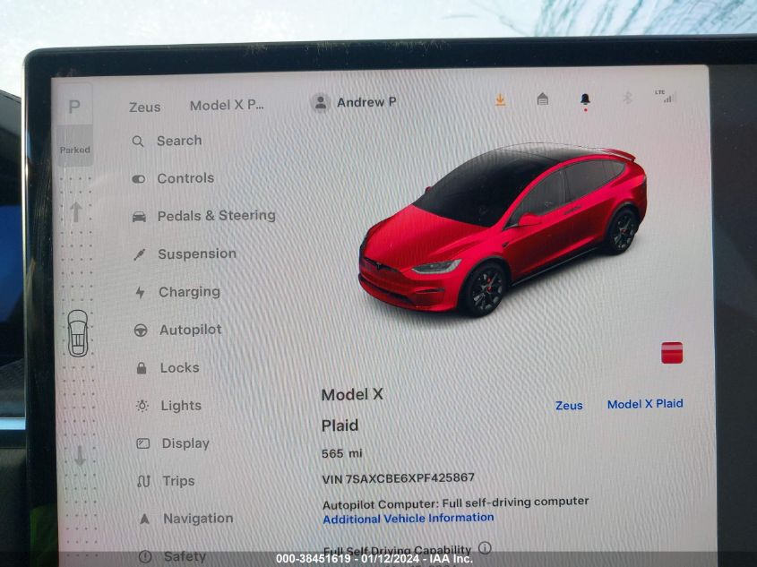 2023 TESLA MODEL X PLAID TRI MOTOR ALL-WHEEL DRIVE - 7SAXCBE6XPF425867