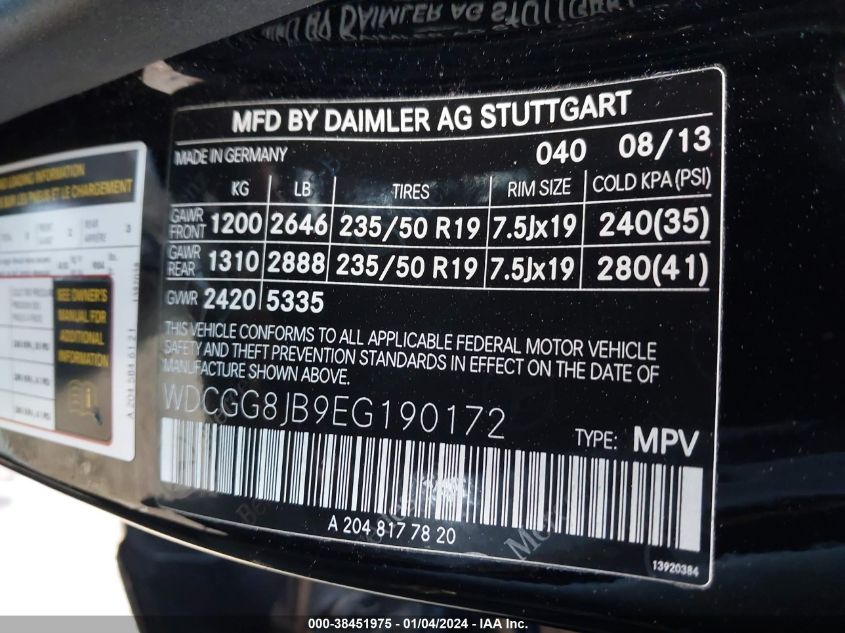 2014 MERCEDES-BENZ GLK 350 4MATIC - WDCGG8JB9EG190172