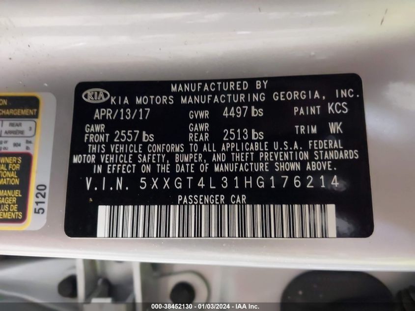 2017 KIA OPTIMA LX - 5XXGT4L31HG176214
