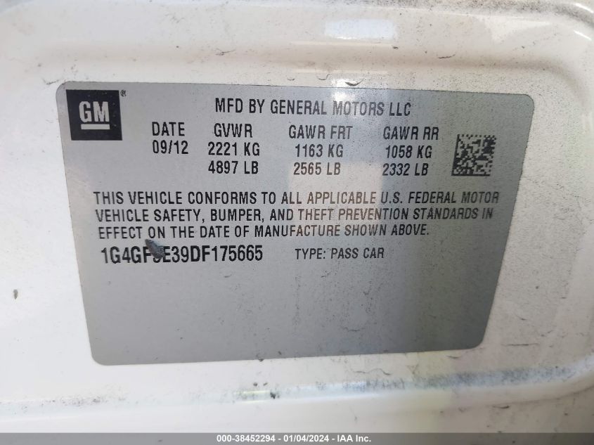 2013 BUICK LACROSSE PREMIUM 1 GROUP - 1G4GF5E39DF175665