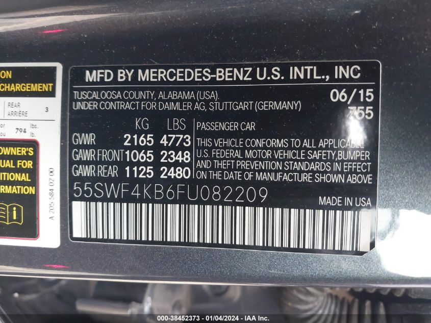 2015 MERCEDES-BENZ C 300 4MATIC/LUXURY 4MATIC/SPORT 4MATIC - 55SWF4KB6FU082209