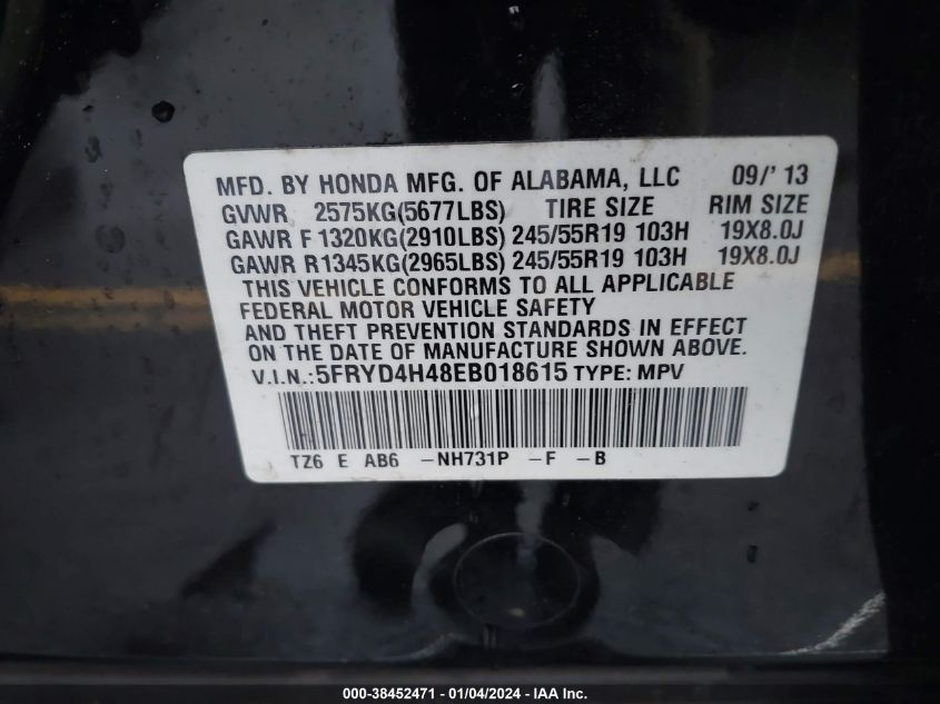 2014 ACURA MDX TECHNOLOGY PACKAGE - 5FRYD4H48EB018615