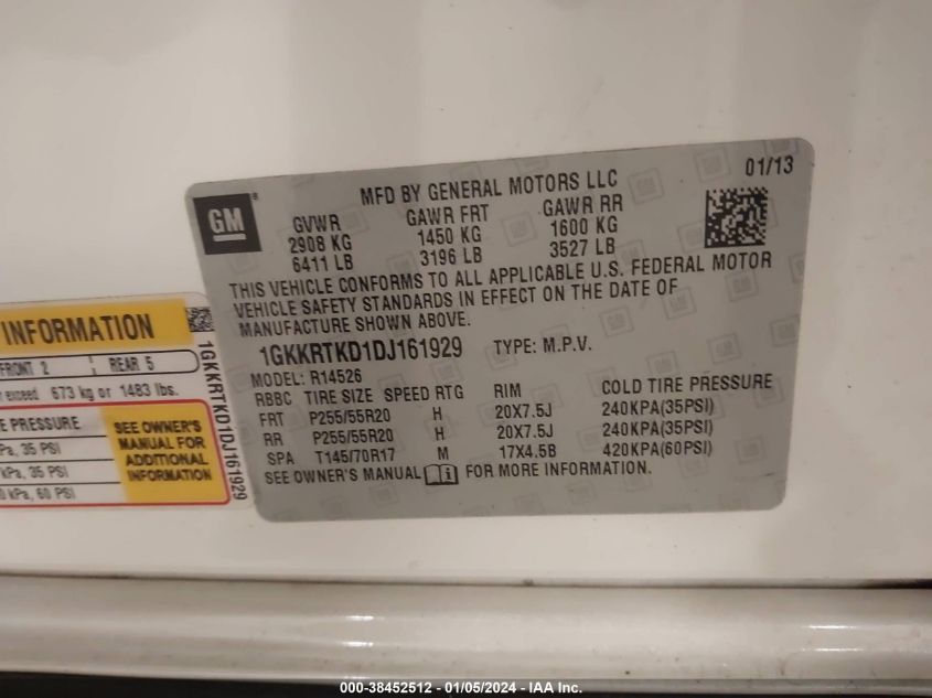 2013 GMC ACADIA DENALI - 1GKKRTKD1DJ161929