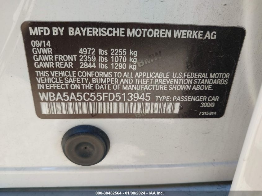 2015 BMW 528I I - WBA5A5C55FD513945
