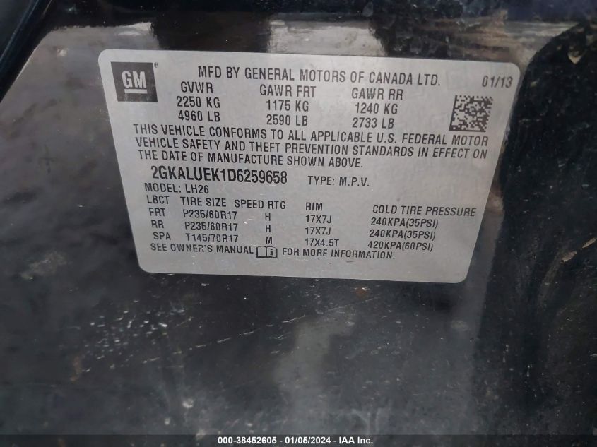 2013 GMC TERRAIN SLT-1 - 2GKALUEK1D6259658