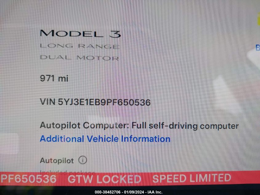 2023 TESLA MODEL 3 LONG RANGE DUAL MOTOR ALL-WHEEL DRIVE - 5YJ3E1EB9PF650536