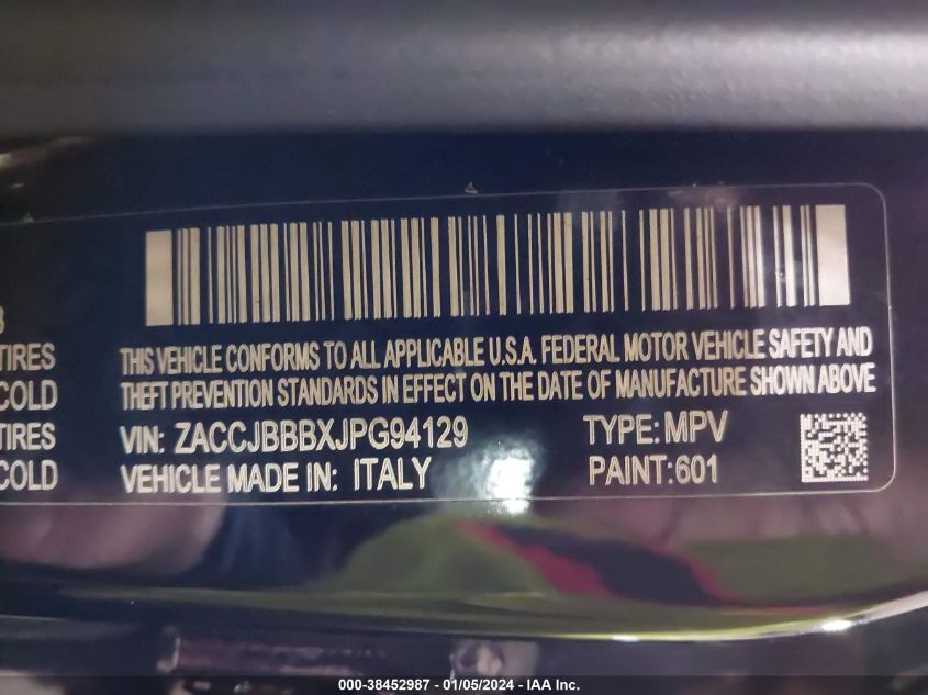 2018 JEEP RENEGADE LATITUDE 4X4 - ZACCJBBBXJPG94129