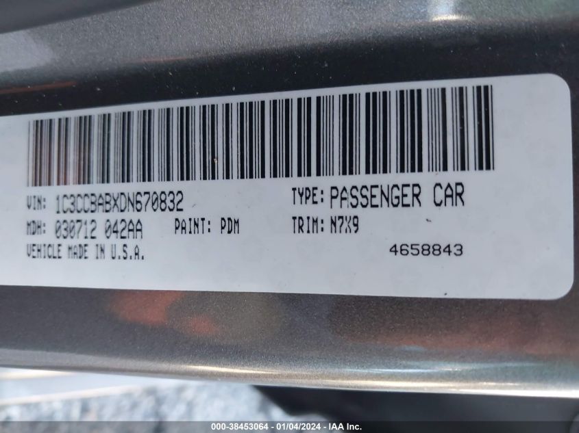 2013 CHRYSLER 200 LX - 1C3CCBABXDN670832