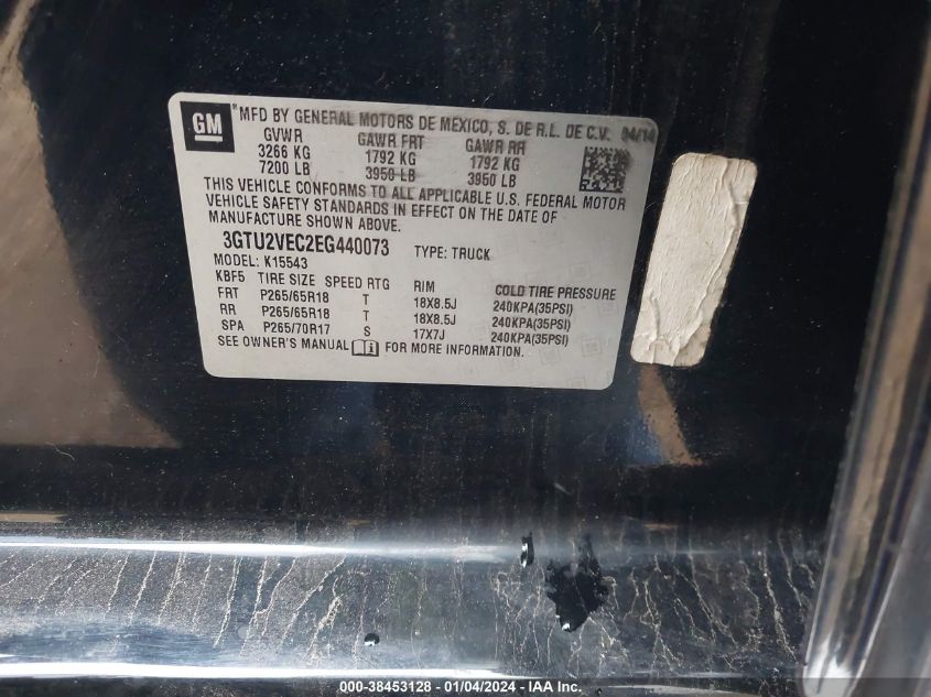 2014 GMC SIERRA 1500 K1500 SLT - 3GTU2VEC2EG440073