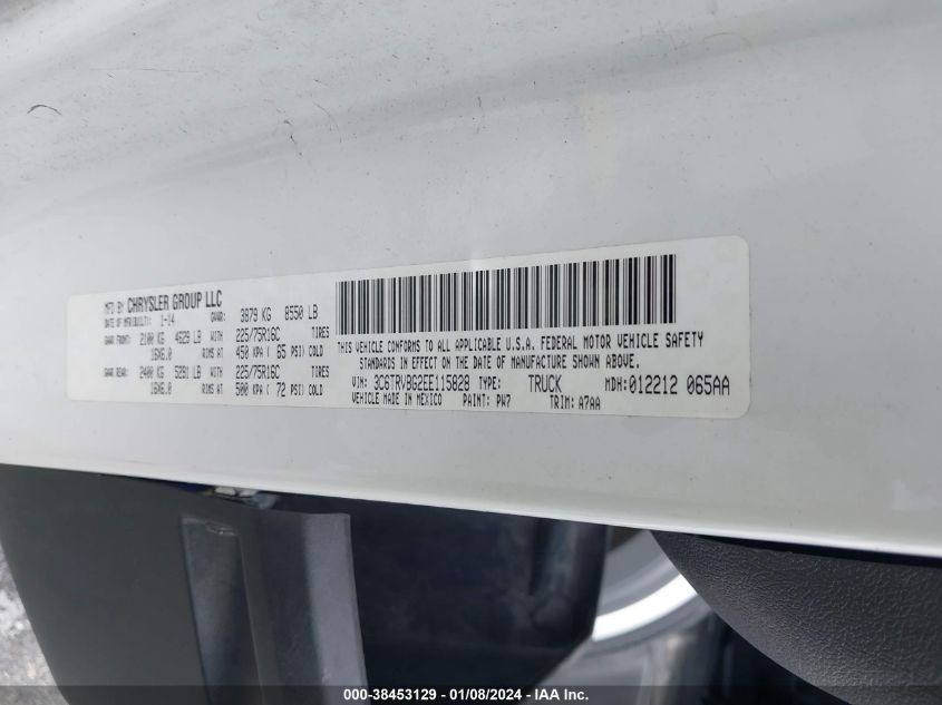 2014 RAM PROMASTER 1500 1500 HIGH - 3C6TRVBG2EE115828