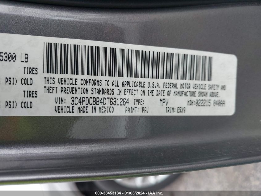 2013 DODGE JOURNEY SXT - 3C4PDCBB4DT631264