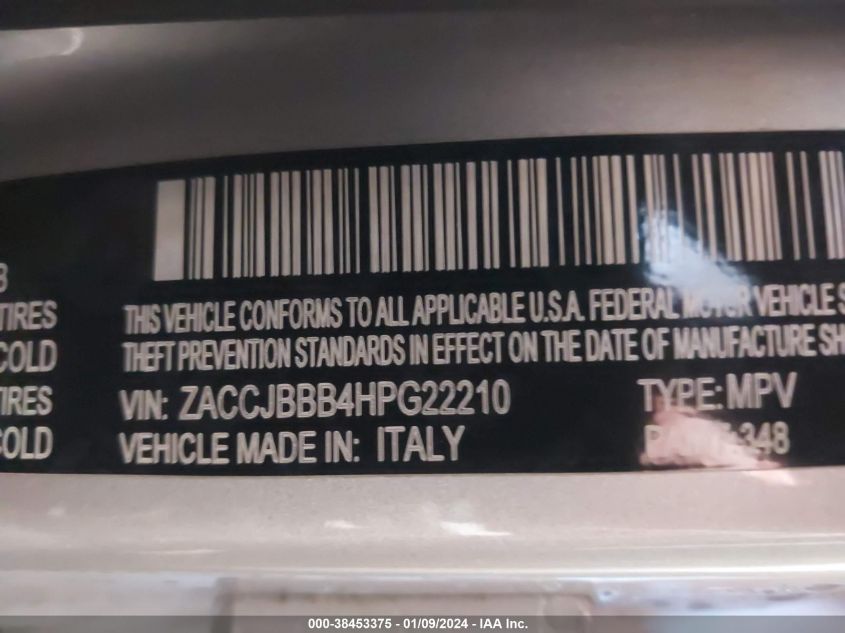 2017 JEEP RENEGADE LATITUDE 4X4 - ZACCJBBB4HPG22210