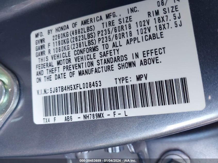 2015 ACURA RDX TECHNOLOGY - 5J8TB4H5XFL008453