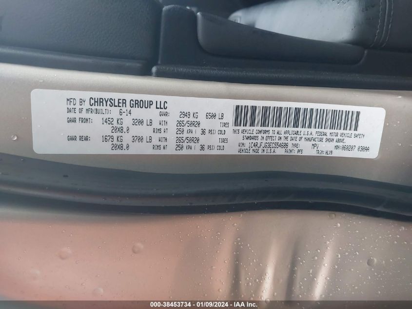 2014 JEEP GRAND CHEROKEE SUMMIT - 1C4RJFJG3EC554688