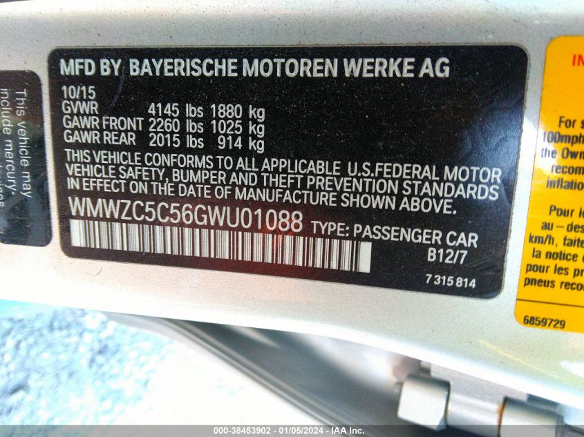 2016 MINI COUNTRYMAN S COUNTRYMAN - WMWZC5C56GWU01008