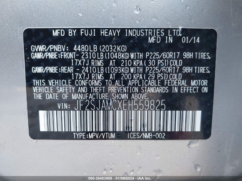 2014 SUBARU FORESTER 2.5I TOURING - JF2SJAMCXEH559825