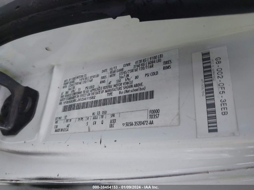 2014 FORD E-350 SUPER DUTY XL/XLT - 1FBSS3BL2EDA11582