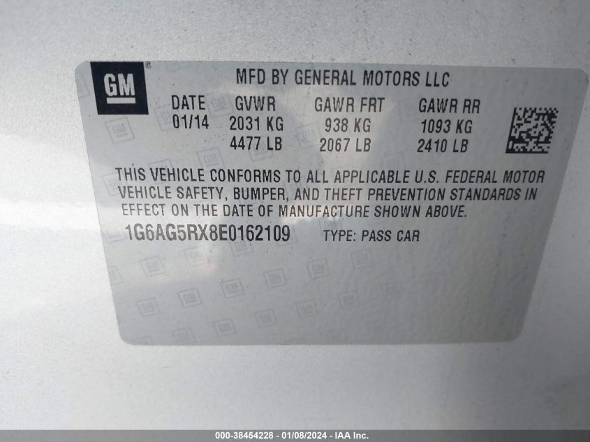 2014 CADILLAC ATS - 1G6AG5RX8E0162109