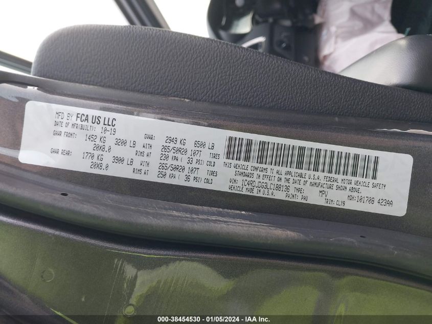 2020 DODGE DURANGO GT PLUS AWD - 1C4RDJDG3LC188136