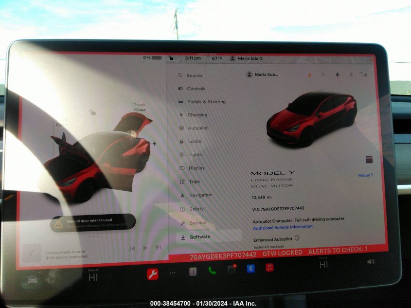 2023 TESLA MODEL Y AWD/LONG RANGE DUAL MOTOR ALL-WHEEL DRIVE - 7SAYGDEE3PF707442