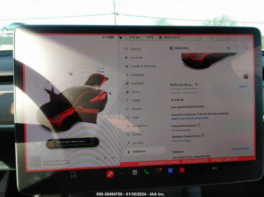 2023 TESLA MODEL Y AWD/LONG RANGE DUAL MOTOR ALL-WHEEL DRIVE - 7SAYGDEE3PF707442