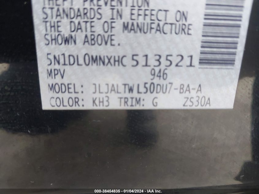 2017 INFINITI QX60 - 5N1DL0MNXHC513521