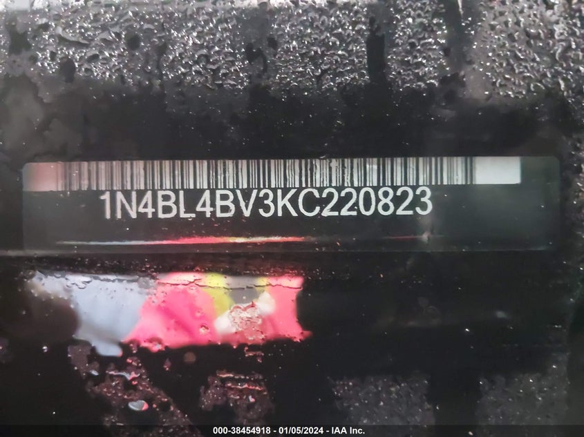 VIN 1N4BL4BV3KC220823 2019 NISSAN ALTIMA 2.5 S