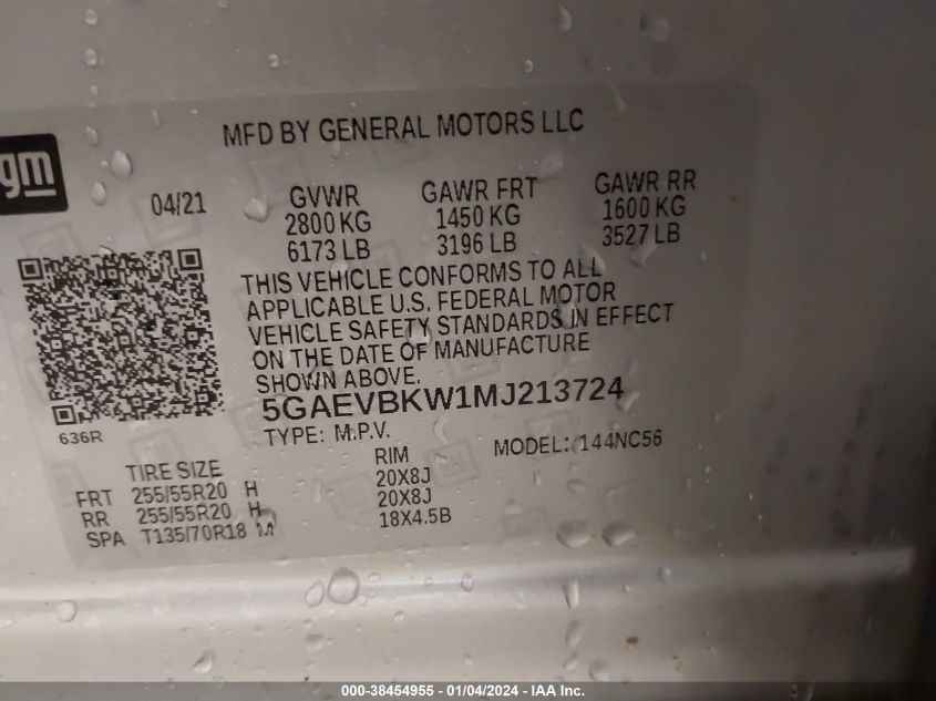 2021 BUICK ENCLAVE AWD PREMIUM - 5GAEVBKW1MJ213724