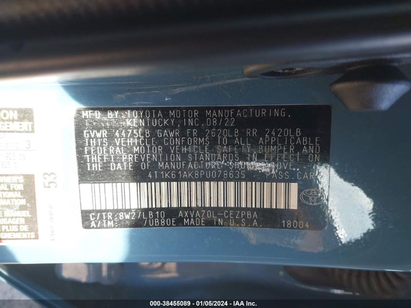 2023 TOYOTA CAMRY XSE - 4T1K61AK8PU078635