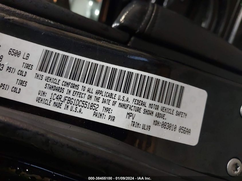 2013 JEEP GRAND CHEROKEE LIMITED - 1C4RJFBG1DC551852
