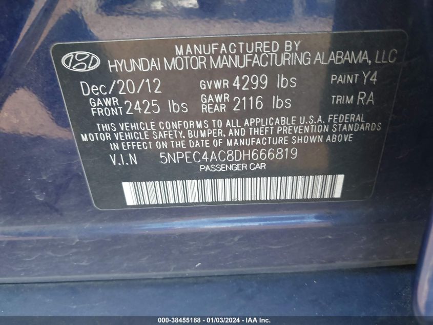 2013 HYUNDAI SONATA SE - 5NPEC4AC8DH666819