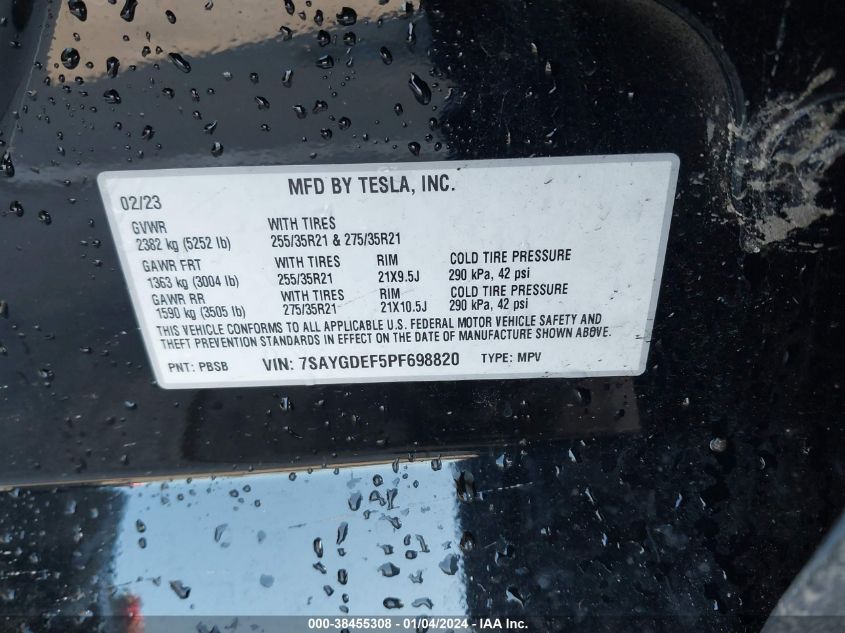 2023 TESLA MODEL Y - 7SAYGDEF5PF698820