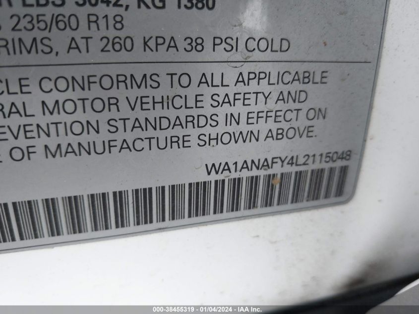 2020 AUDI Q5 PREMIUM 45 TFSI QUATTRO S TRONIC - WA1ANAFY4L2115048