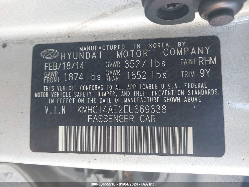 2014 HYUNDAI ACCENT GLS - KMHCT4AE2EU669338