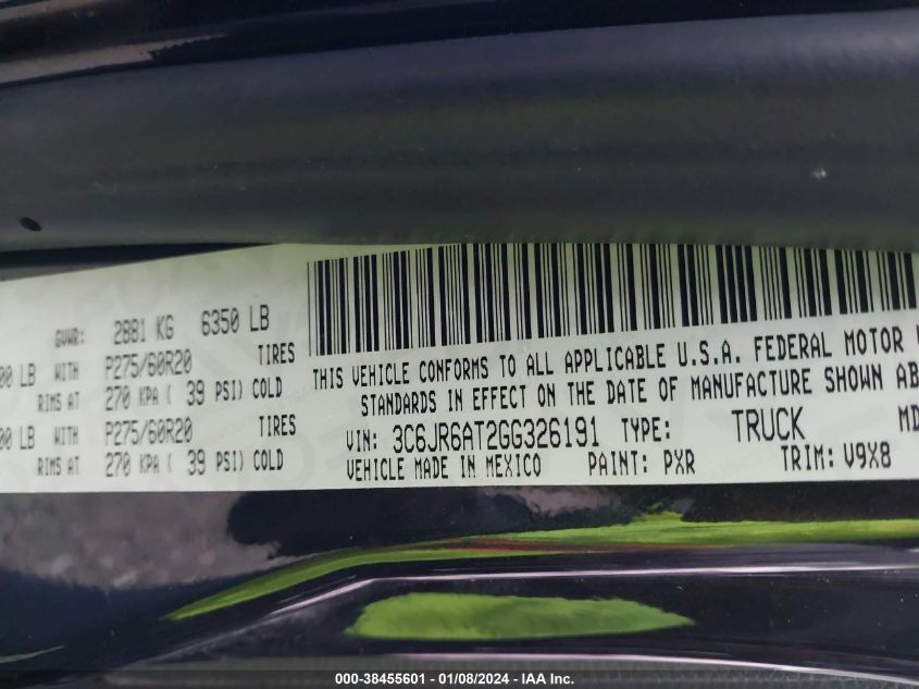 2016 RAM 1500 ST - 3C6JR6AT2GG326191