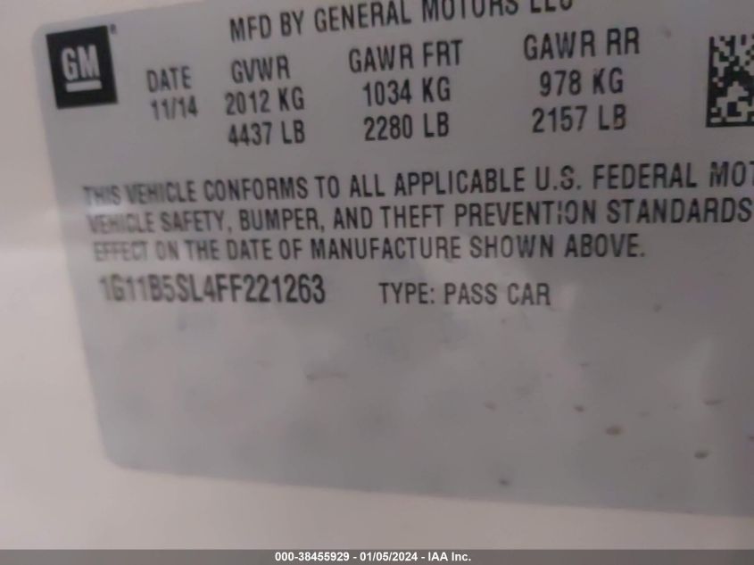 2015 CHEVROLET MALIBU LS - 1G11B5SL4FF221263