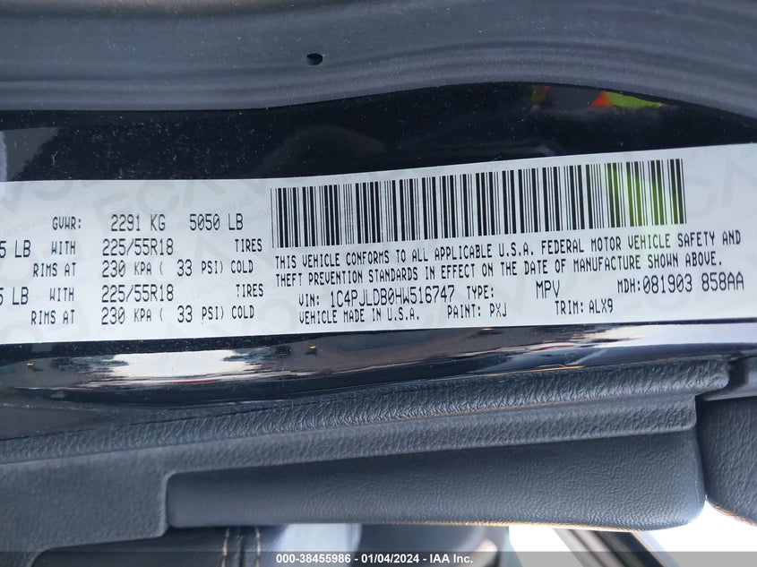 VIN 1C4PJLDB0HW516747 2017 JEEP CHEROKEE LIMITED FWD
