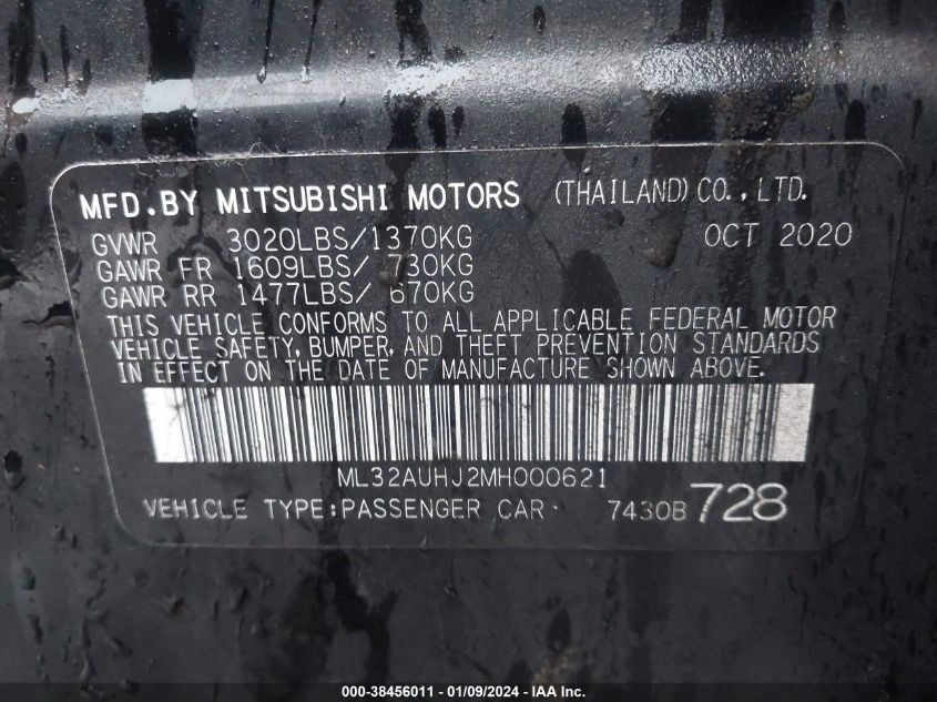 2021 MITSUBISHI MIRAGE CARBONITE EDITION/ES/LE - ML32AUHJ2MH000621