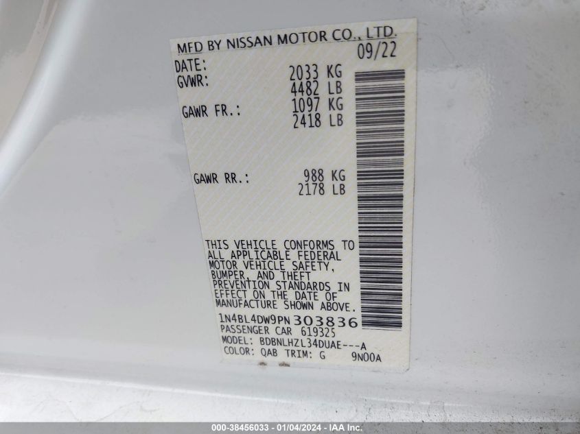 2023 NISSAN ALTIMA SV - 1N4BL4DW9PN303836