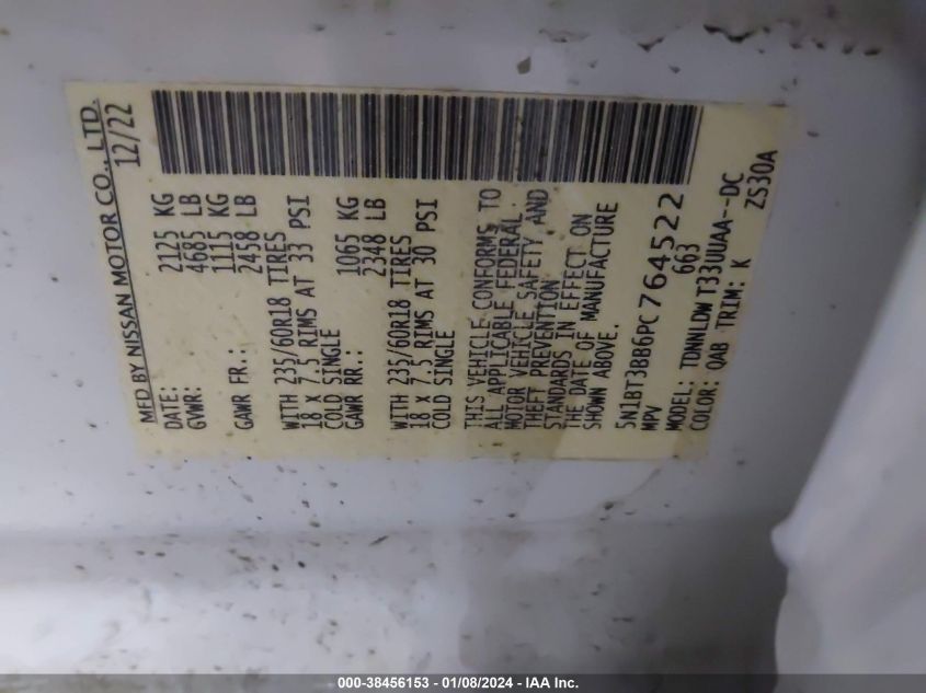 2023 NISSAN ROGUE SV - 5N1BT3BB6PC764522