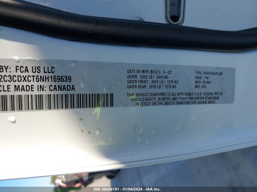 2022 DODGE CHARGER R/T - 2C3CDXCT6NH169639