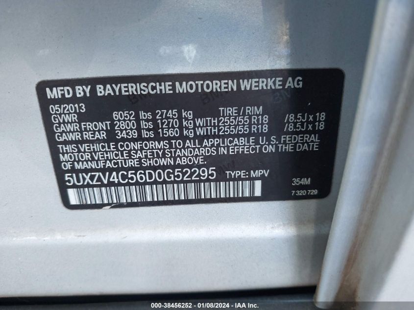 2013 BMW X5 XDRIVE35I/XDRIVE35I PREMIUM/XDRIVE35I SPORT ACTIVITY - 5UXZV4C56D0G52295