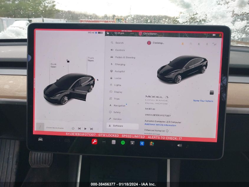 2018 TESLA MODEL 3 LONG RANGE/PERFORMANCE - 5YJ3E1EB3JF071307