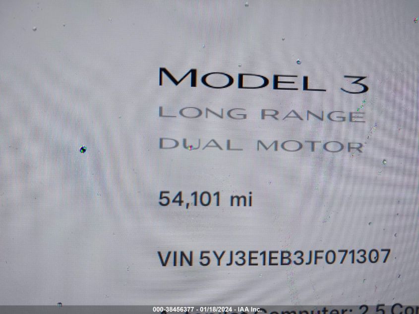 2018 TESLA MODEL 3 LONG RANGE/PERFORMANCE - 5YJ3E1EB3JF071307