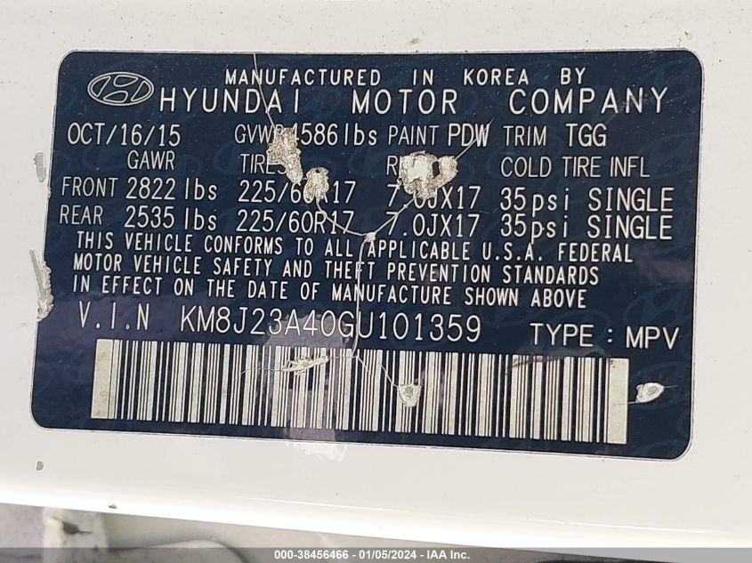 2016 HYUNDAI TUCSON SE - KM8J23A40GU101359