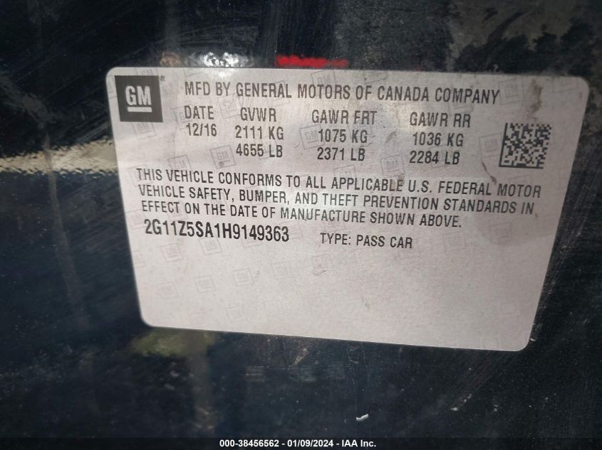 2017 CHEVROLET IMPALA LS - 2G11Z5SA1H9149363