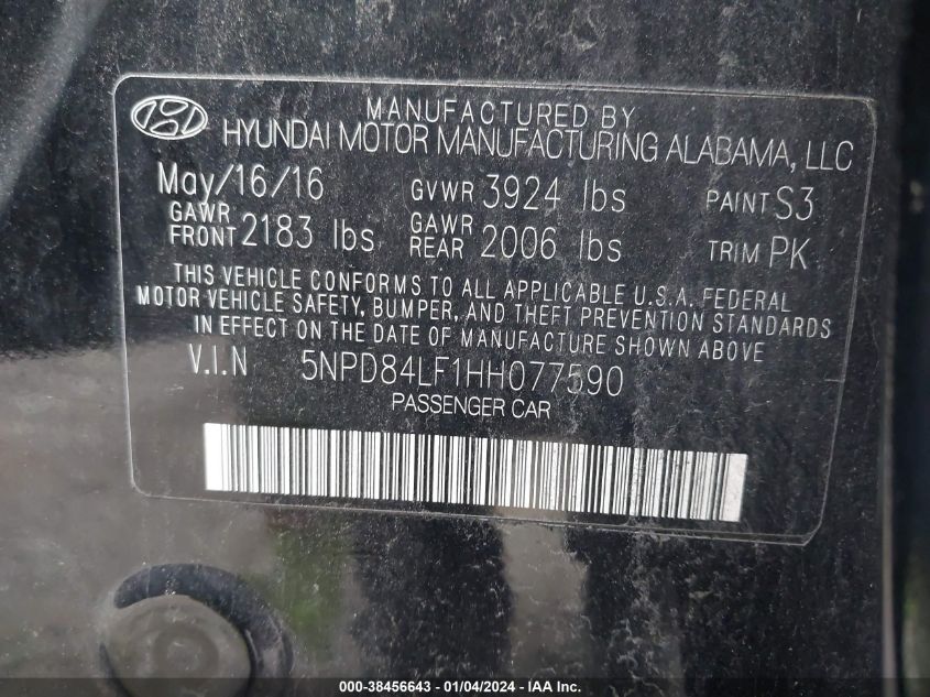 2017 HYUNDAI ELANTRA SE - 5NPD84LF1HH077590