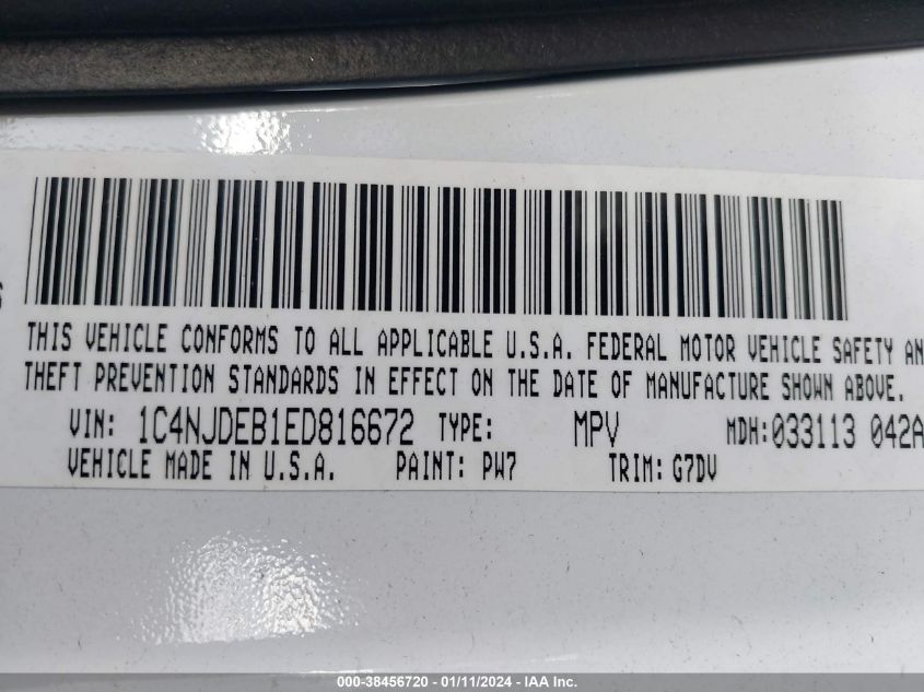 2014 JEEP COMPASS LATITUDE - 1C4NJDEB1ED816672