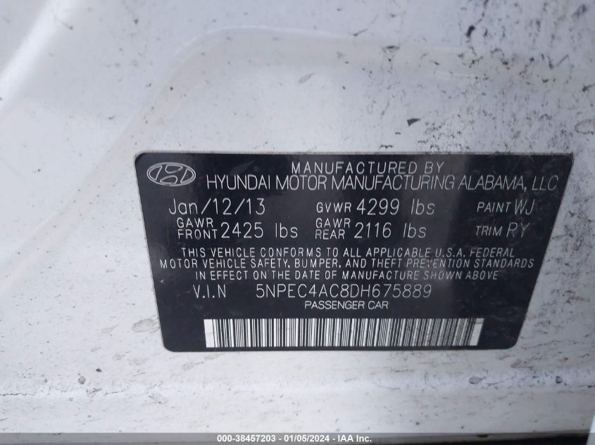 2013 HYUNDAI SONATA SE/LIMITED - 5NPEC4AC8DH675889