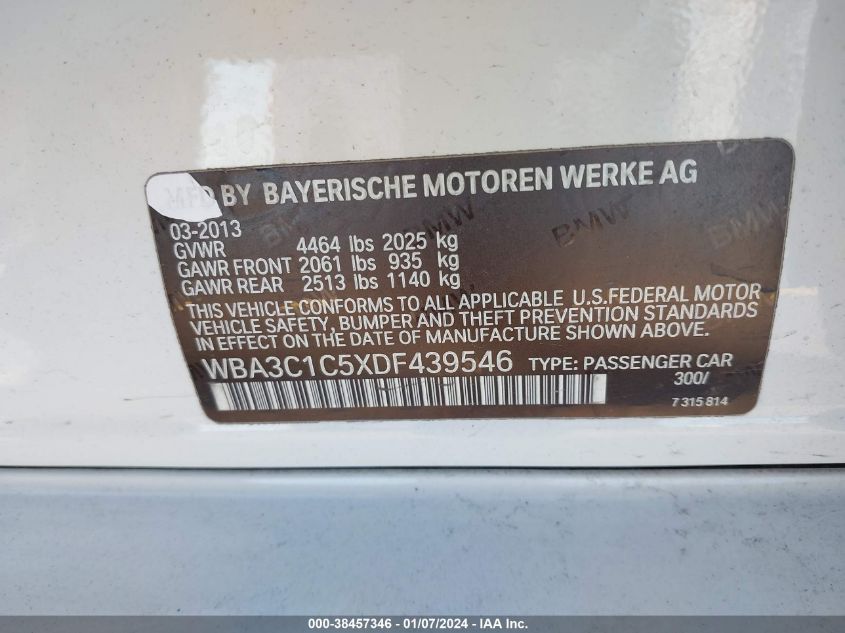 2013 BMW 328I - WBA3C1C5XDF439546